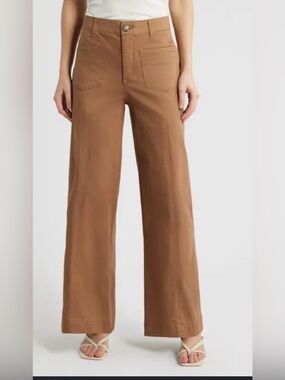 NWT TAN Anthropologie Maeve The Colette Wide-Leg Casual Full Length Pant Size 30